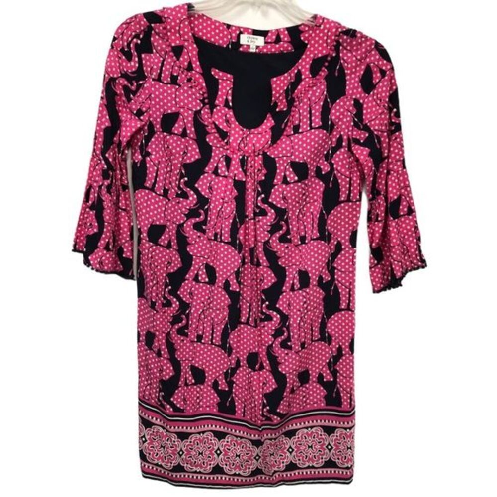 CROWN & IVY ELEPHANT PINK NAVY DRESS 2